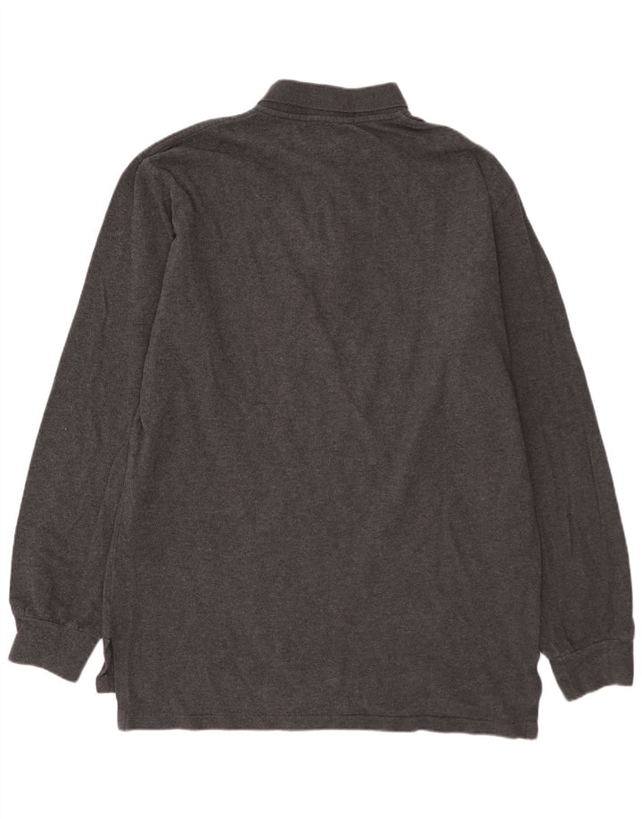 POLO RALPH LAUREN Tricou polo cu mânecă lungă pentru bărbați, bumbac gri mediu