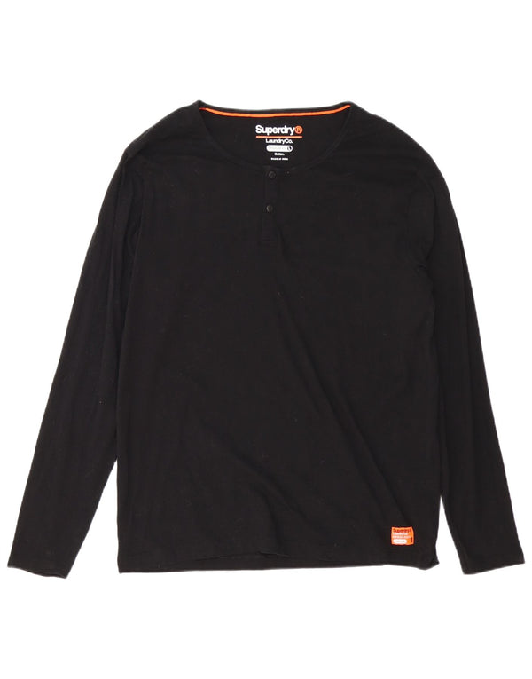 Top cu mânecă lungă Superdry pentru bărbați, cu ajustare normală, 2XL, bumbac negru
