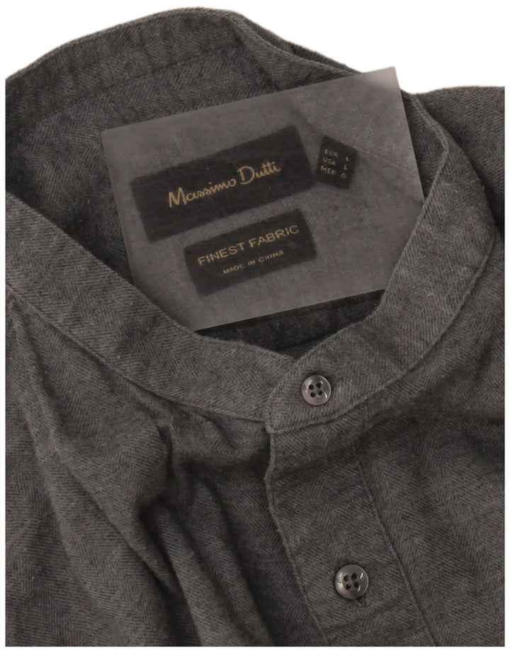 Cămașă Massimo Dutti pentru bărbați, mare, gri Herringbone