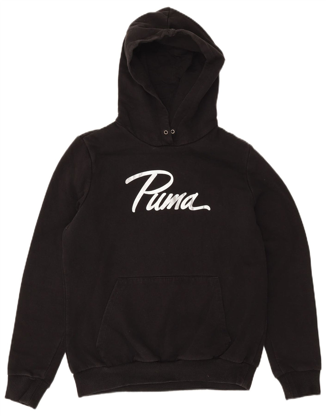 Pulover cu glugă cu grafic PUMA pentru femei UK 14, bumbac mediu negru