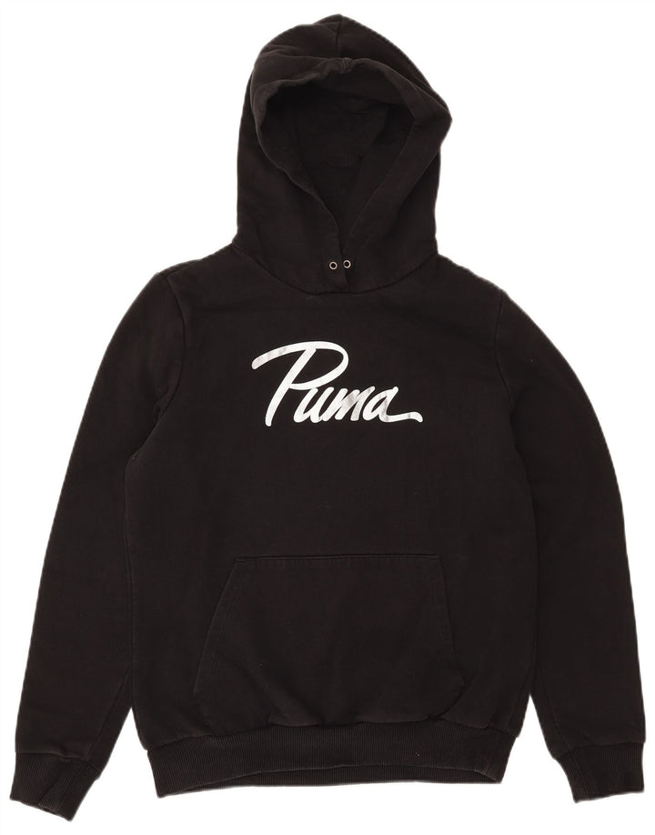 Pulover cu glugă cu grafic PUMA pentru femei UK 14, bumbac mediu negru