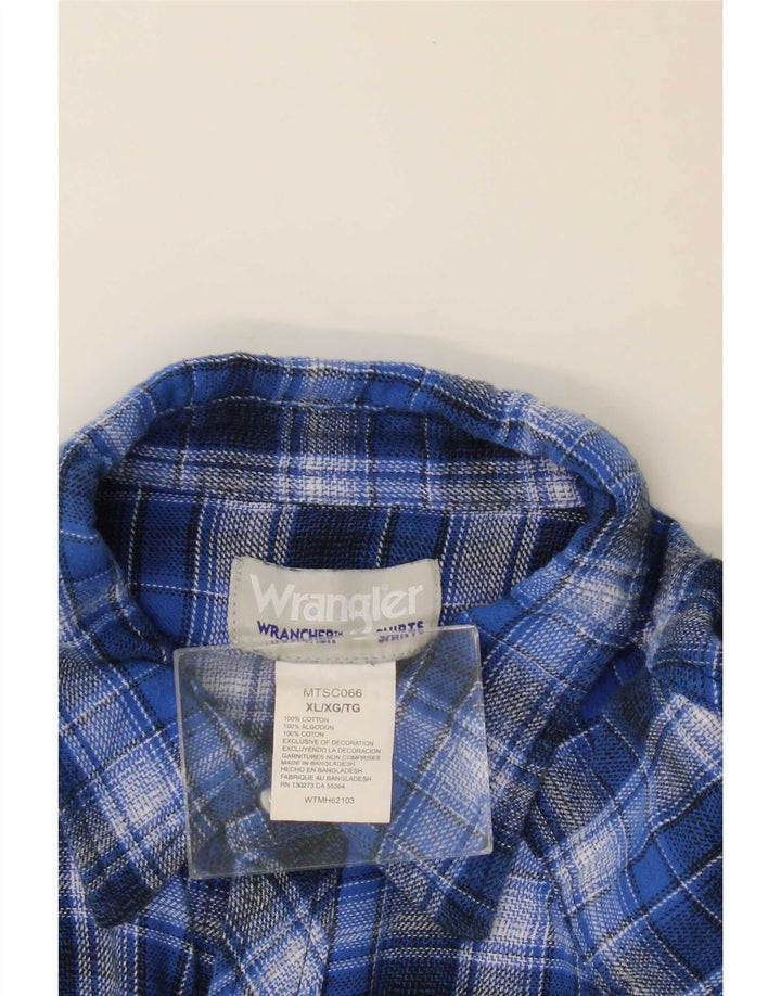 Cămașă de flanel pentru bărbați Wrangler XL, bumbac cu carouri albastre