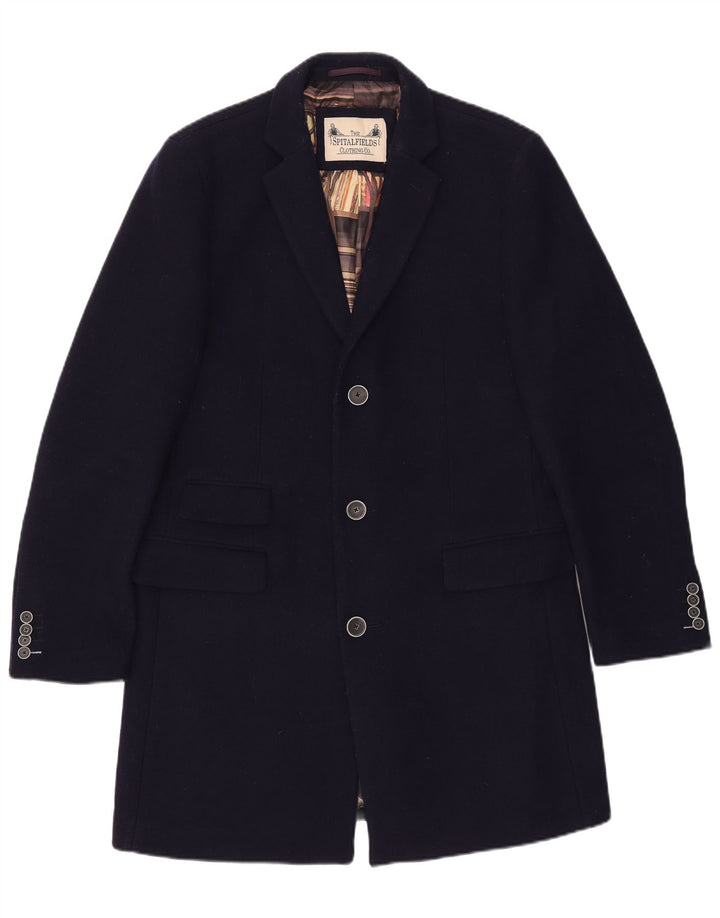 Pardesiu vintage pentru bărbați UK 42 XL Lână bleumarin