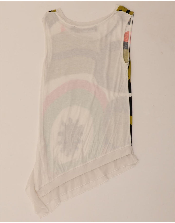 Bluză asimetrică fără mâneci pentru femei Desigual UK 4 XS White Geometric