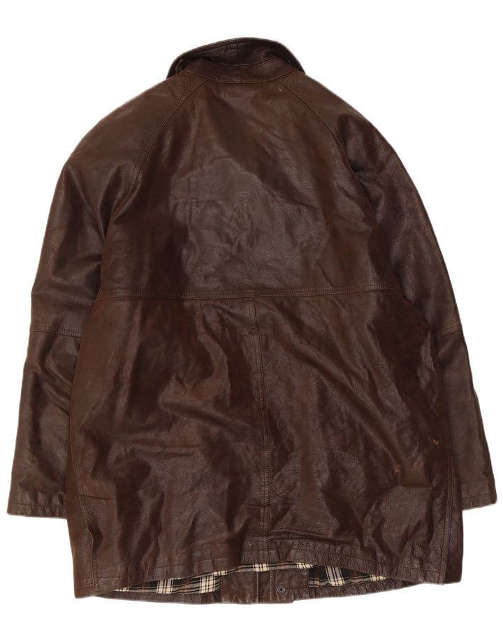Jachetă de piele vintage pentru bărbați IT 50 din piele maro mare