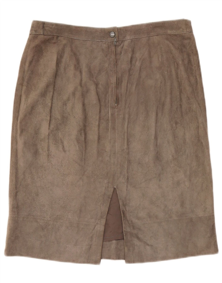 Fusta de damă vintage din piele intoarsa W30 gri mediu