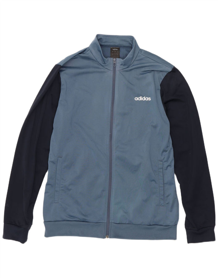 Adidas Mens Graphic Tracksuit Top Jacket Large Blue Colourblock Polyester