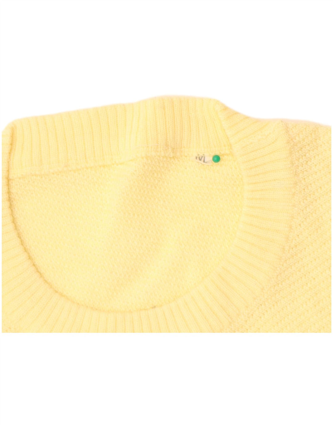 Pulover VINTAGE pentru femei cu decolteu triplu UK 14 Lână galbenă medie