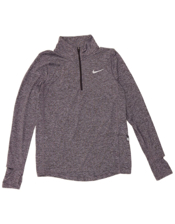 Tricou pentru bărbați Nike Dri Fit, cu fermoar și gât, cu mânecă lungă, XS, poliester cu pată albastru