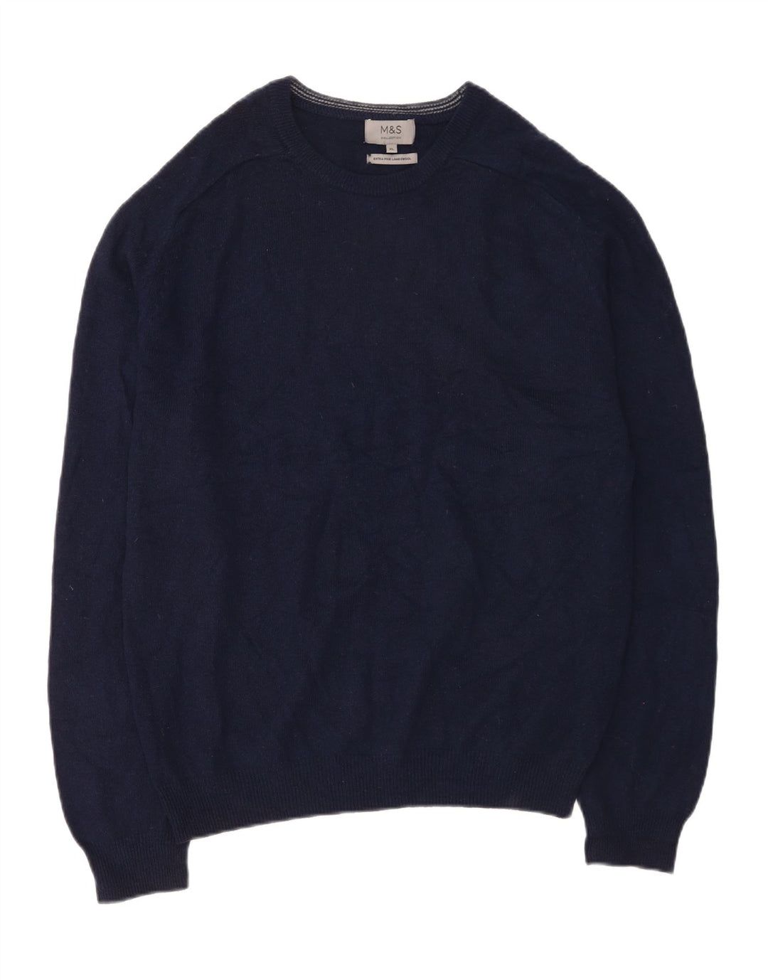 Pulover pentru bărbați Marks & Spencer cu gât crew pulover XL bleumarin, lână de miel