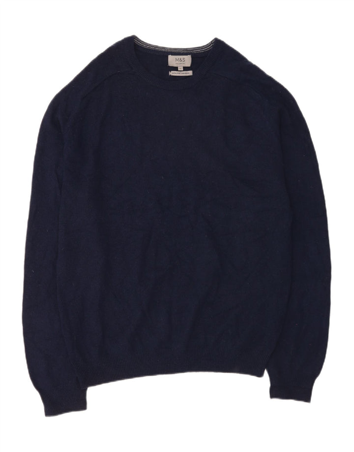 Pulover pentru bărbați Marks & Spencer cu gât crew pulover XL bleumarin, lână de miel
