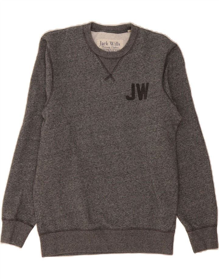 JACK WILLS Mens Graphic Sweatshirt Jumper Small Grey Cotton Vintage Jack Wills and Second-Hand Jack Wills from Messina Hembry 