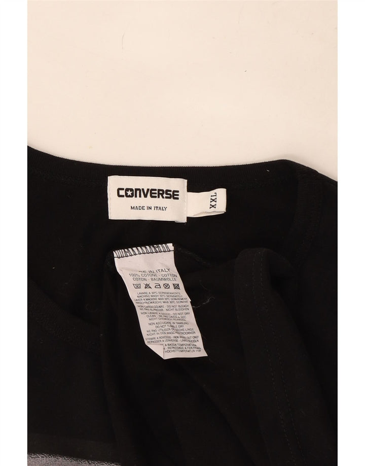 Top grafic Converse pentru bărbați cu mânecă lungă 2XL, bumbac negru