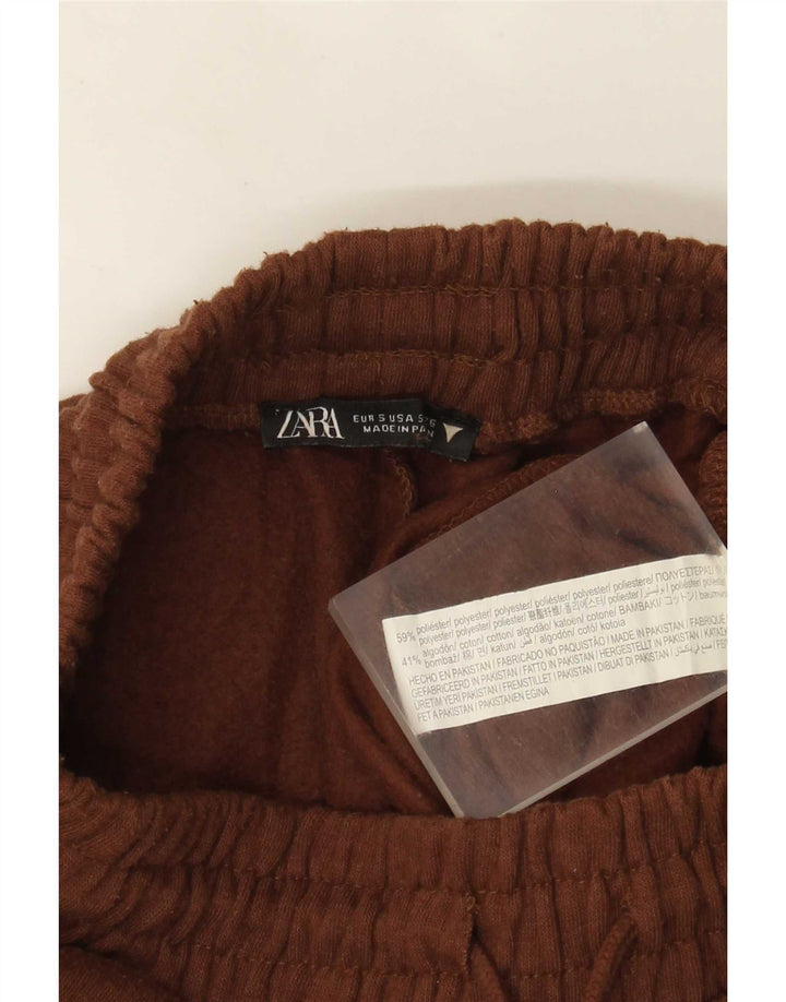 Pantaloni de trening Zara Femei Joggeri UK 8 Mici Maro Poliester