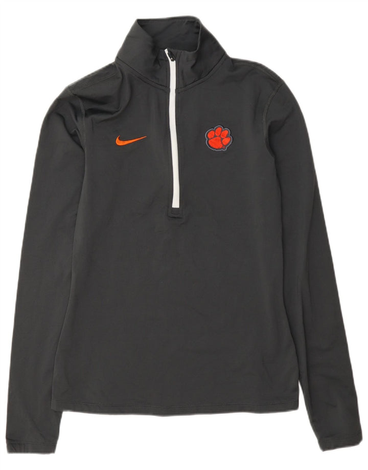 Top de trening Nike Clemson Tigers Pullover pentru femei UK 12 Medium Gri cu dungi