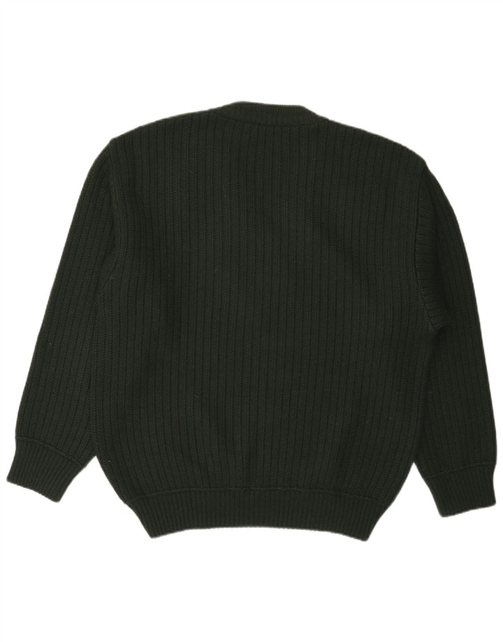 MALAGRIDA Pulover pentru Bărbați cu Guler în V Mărimea L, Verde, cu Model Geometric, Poliacrilic