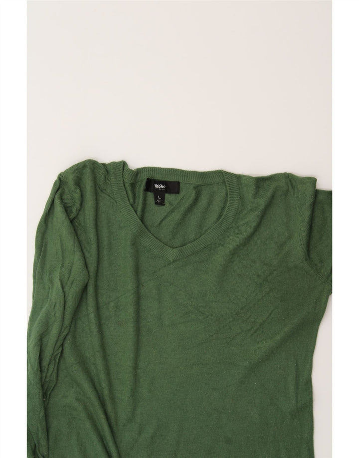 MOSSIMO Womens V-Neck Jumper Sweater UK 16 Large Green Nylon Vintage Mossimo and Second-Hand Mossimo from Messina Hembry 