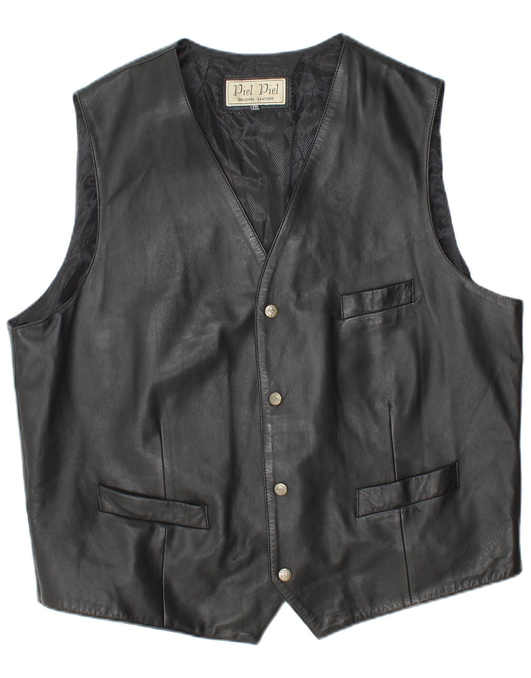 Vestă din piele vintage pentru bărbați 2XL din piele neagră