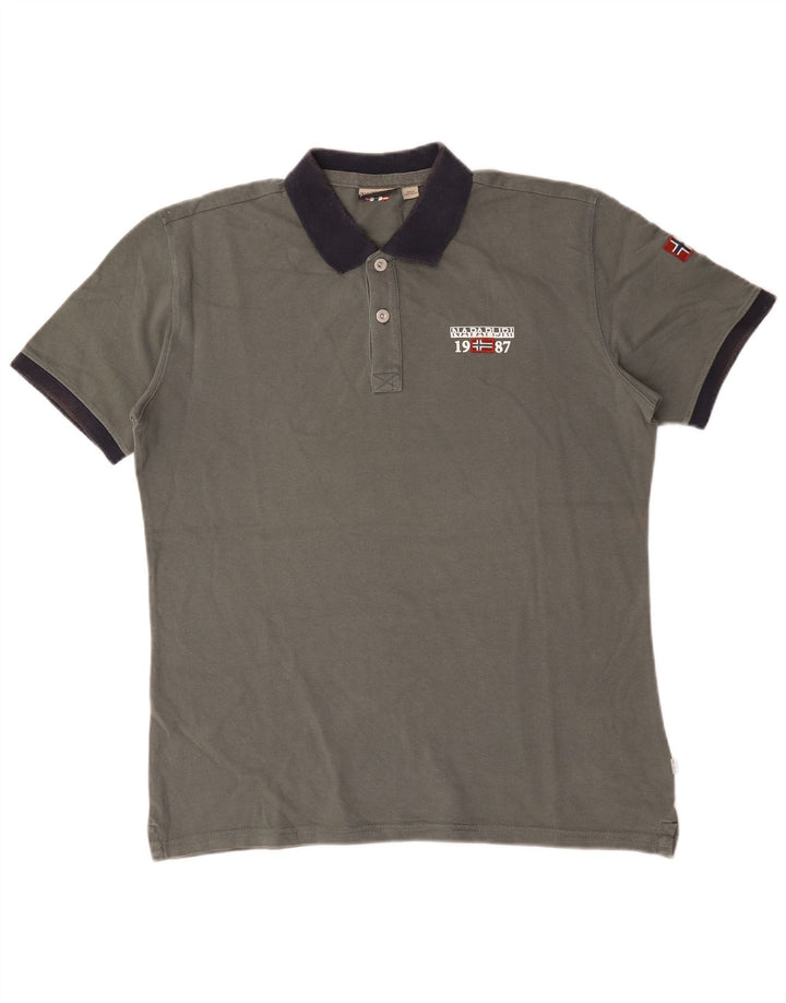 Tricou polo Napapijri pentru bărbați, bumbac gri mare
