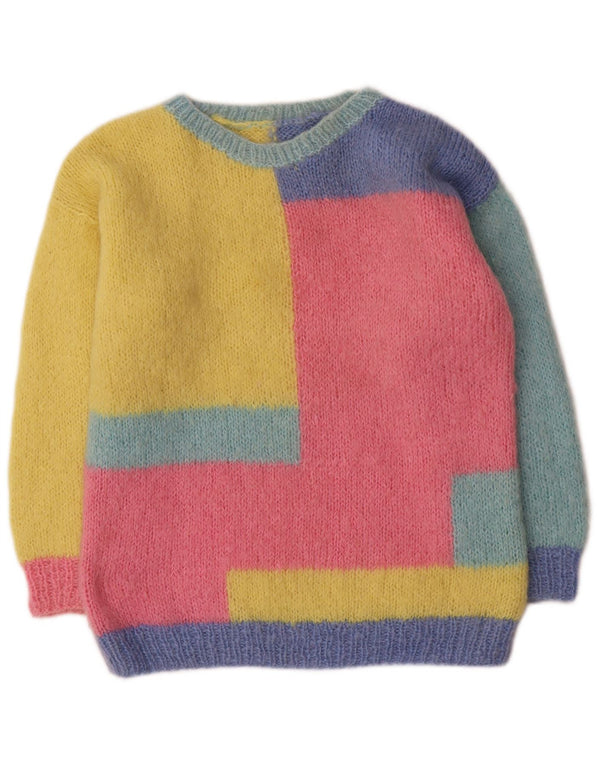 Pulover vintage pentru femei cu gât de barcă UK 16 mare multicolor