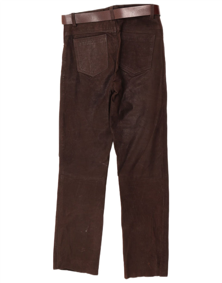 Stockerpoint Pantaloni drepti din piele pentru bărbați W34 L32 piele maro
