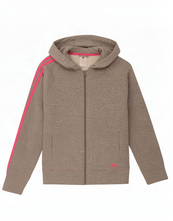 Pulover cu capota cu fermoar Adidas pentru femei Marea Britanie 12/14, bumbac cu pete gri mediu