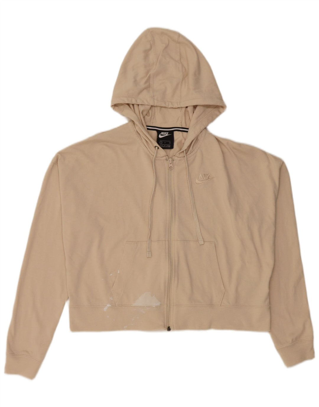 Pulover NIKE Crop Oversized Zip Hoodie pentru femei UK 10 Small Beige Poliester