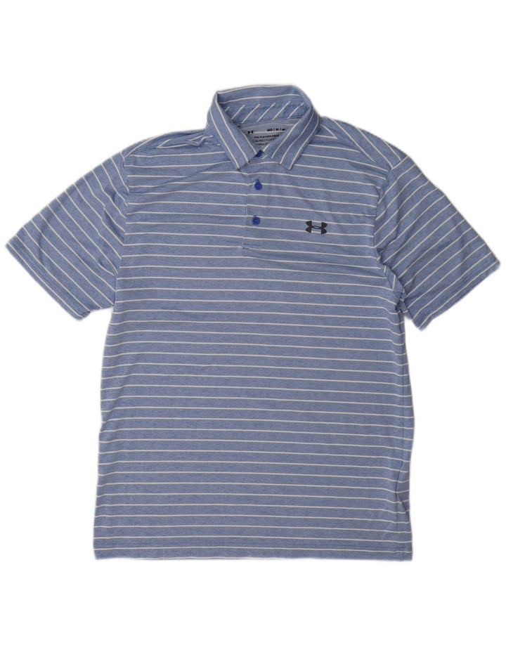 Tricou polo Under Armour pentru bărbați, poliester cu dungi albastre medii