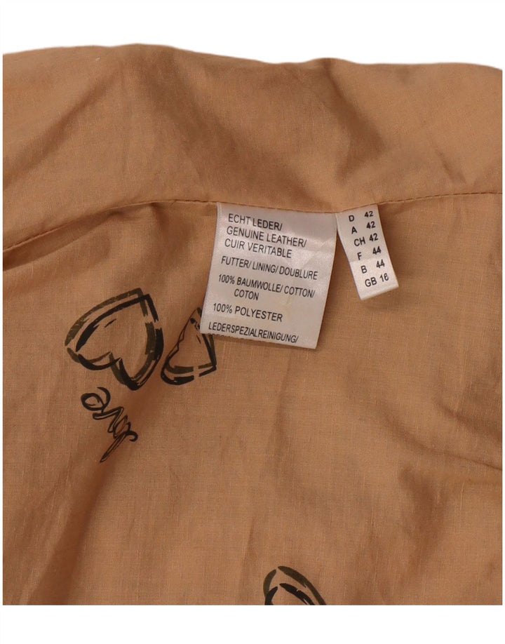 DAVID MOORE Jachetă de motociclist crop pentru femei UK 16, mare, verde, din piele color bloc