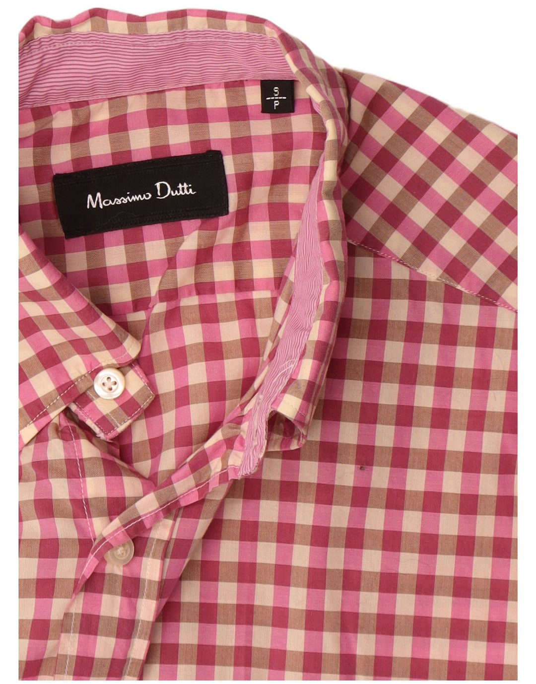 Cămașă Massimo Dutti Bărbați Mic Roz Check