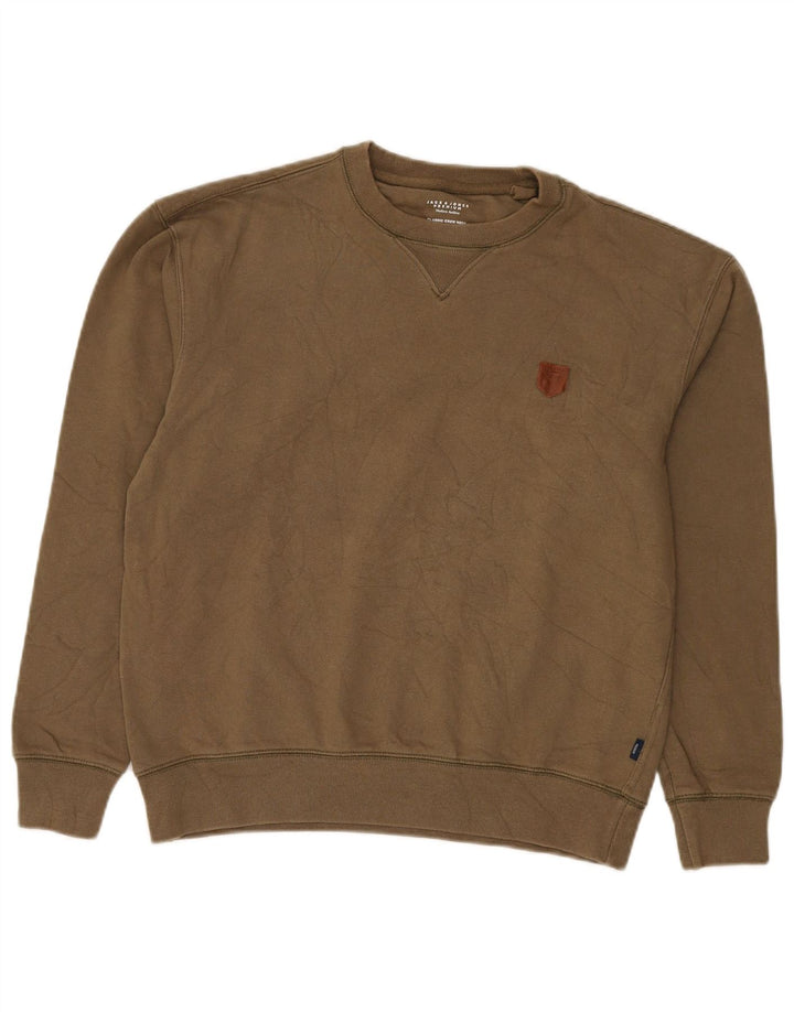 JACK & JONES Hanorac pentru bărbați Pulover Medium Kaki Bumbac