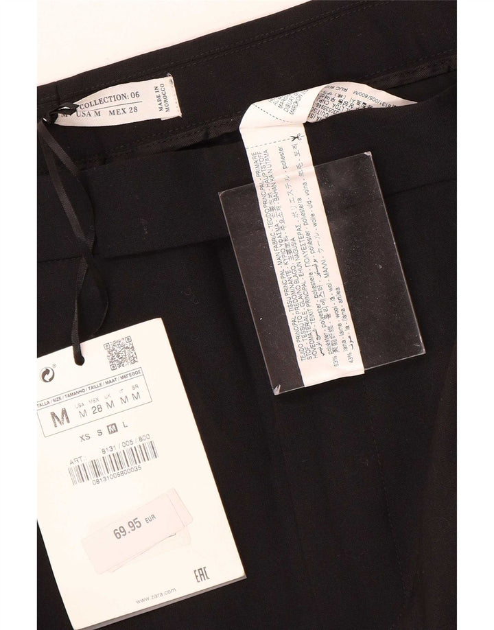 Pantaloni casual pentru femei Zara cu picioare late Mediu L28 L35 Poliester negru