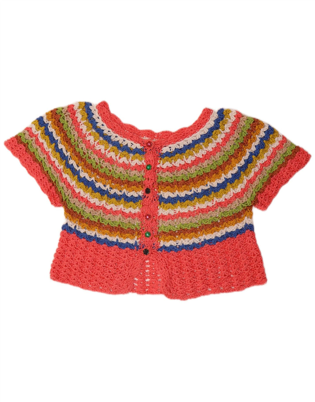 Jumper Bolero pentru femei VINTAGE cu mânecă scurtă UK 12 Medium Multicolor