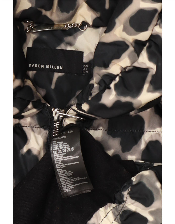 Palton căptușit pentru femei Karen Millen UK 12 Medium Black Animal Print Poliester