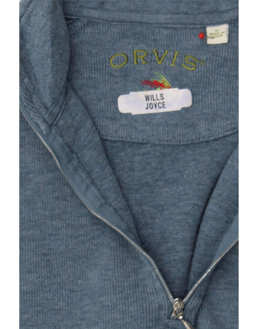 ORVIS Womens Zip Neck Sweatshirt Jumper UK 14 Medium Blue Cotton Vintage Orvis and Second-Hand Orvis from Messina Hembry 