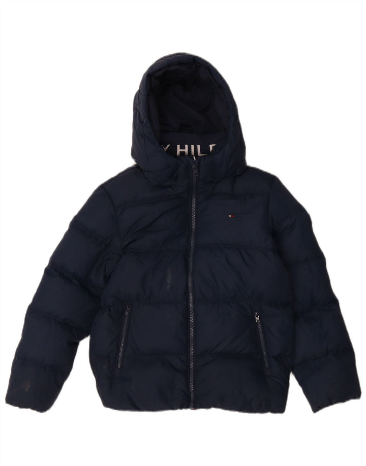 Jachetă căptușită cu glugă Tommy Hilfiger pentru băieți 9-10 ani poliester bleumarin