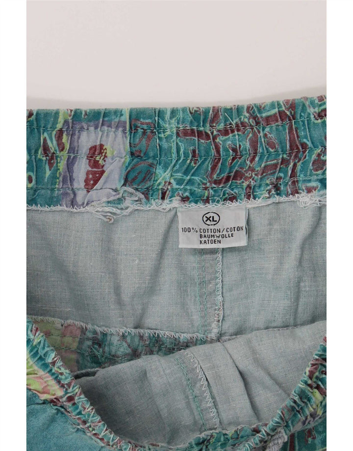 Pantaloni scurți casual vintage pentru bărbați, XL W32, bumbac mozaic verde