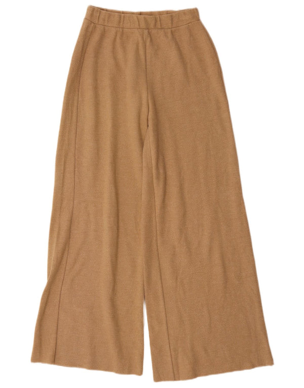 Pantaloni de trening Zara pentru femei cu picioare largi UK 8 mic bumbac bej