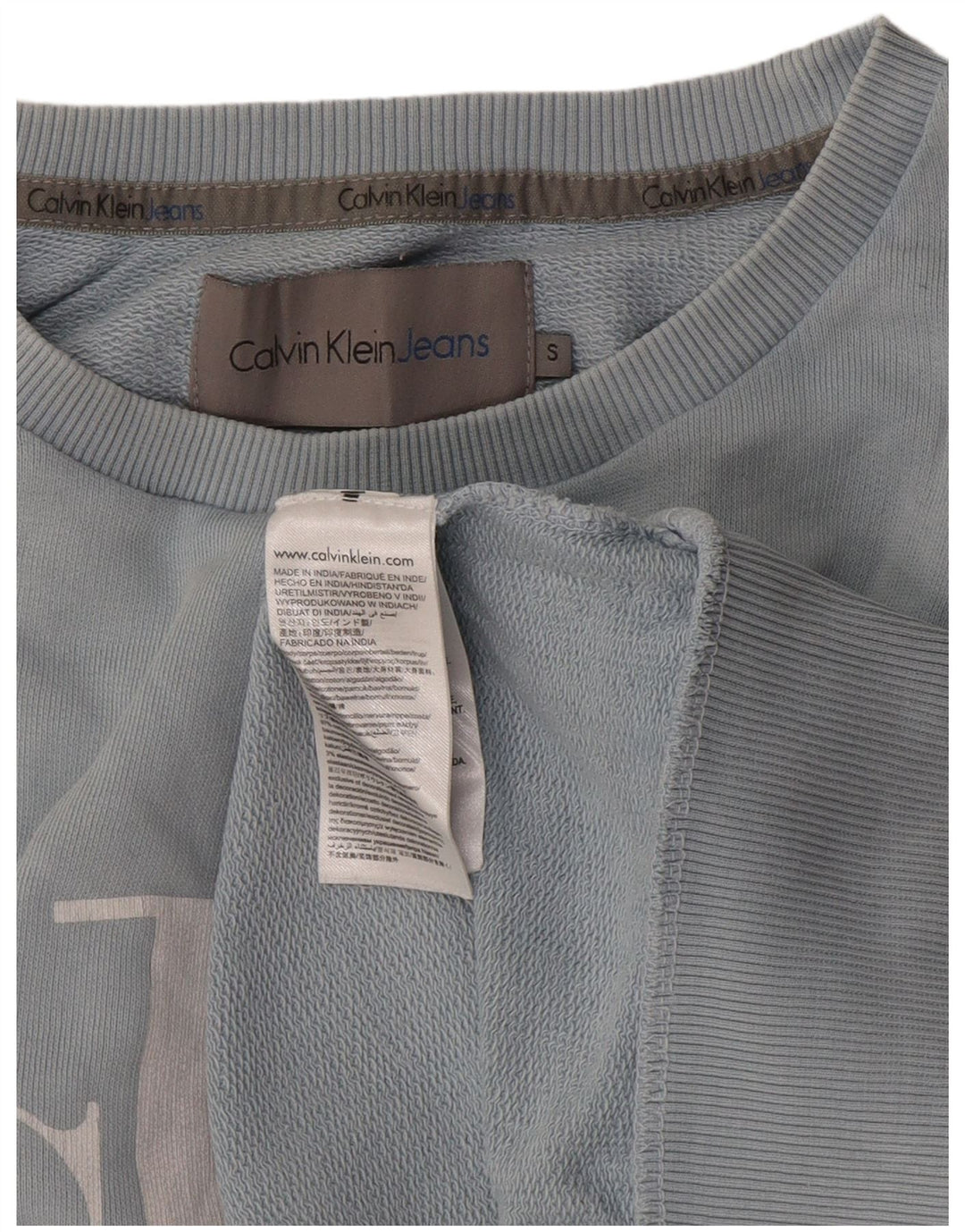 Calvin Klein Jeans Hanorac grafic pentru bărbați Pulover mic, albastru, bumbac