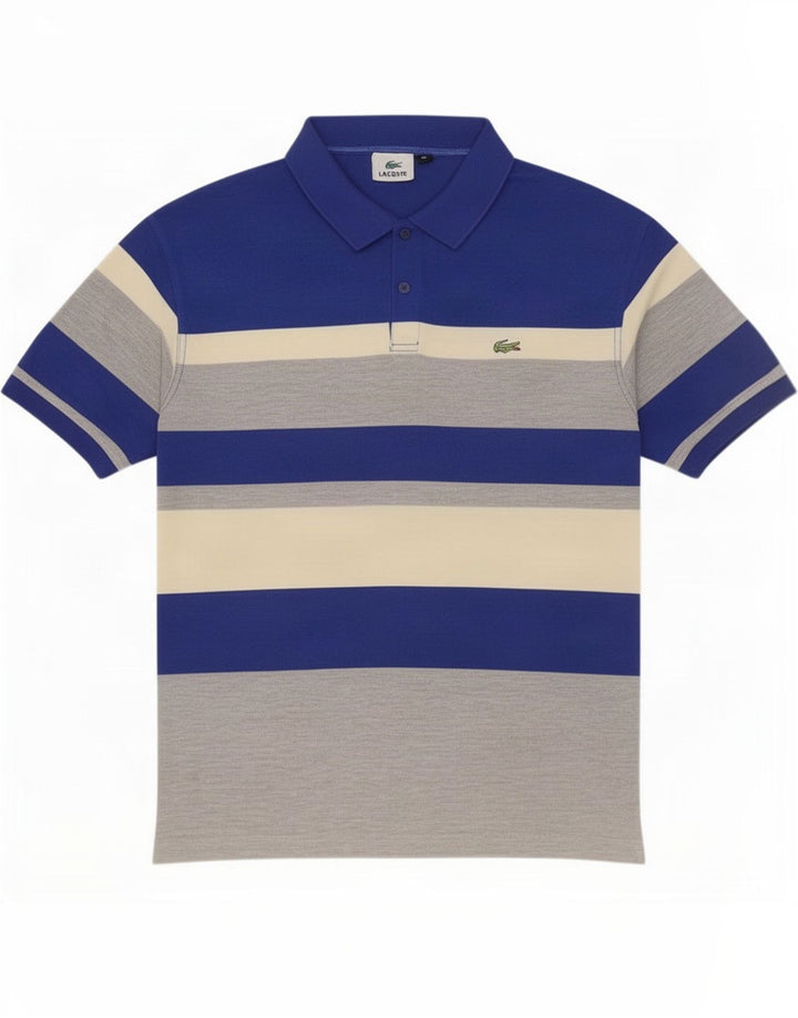 Tricou polo pentru bărbați Lacoste XL, poliester cu dungi multicolore
