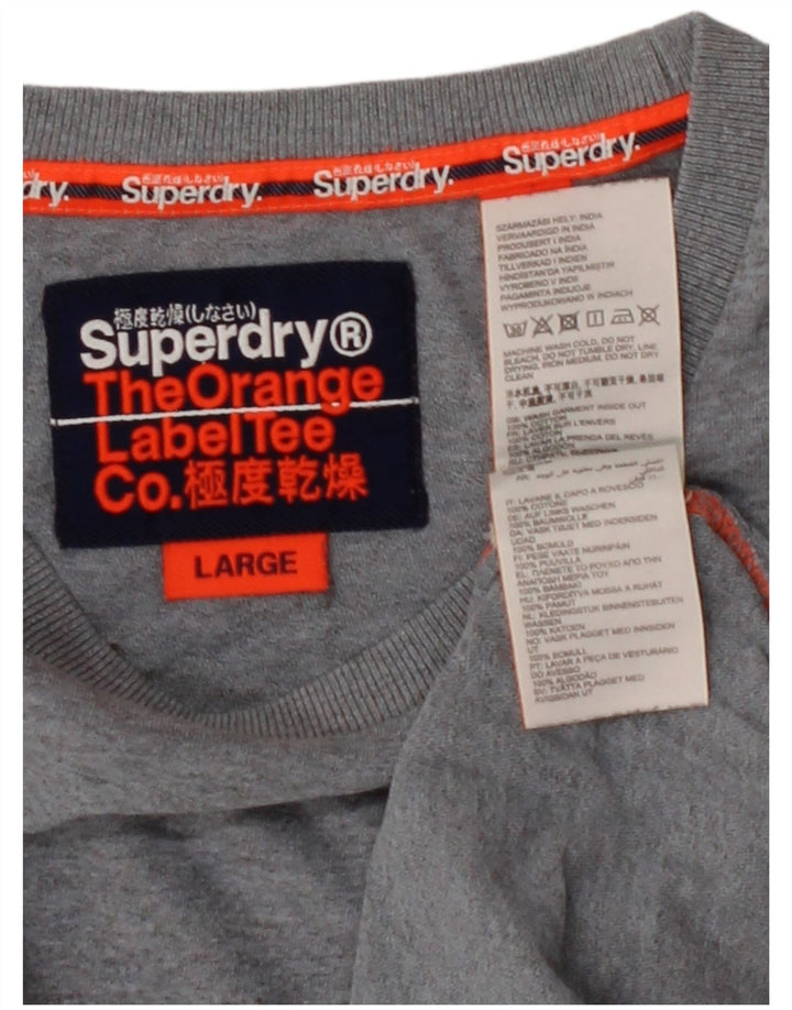SUPERDRY Mens T-Shirt Top Large Grey Cotton
