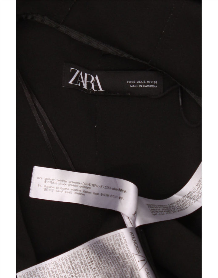 ZARA Womens Hooded Overcoat UK 10 Small Black Polyester Vintage Zara and Second-Hand Zara from Messina Hembry 