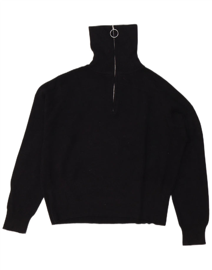 JACK WILLS Pulover cu fermoar supradimensionat pentru femei UK 14 mare negru