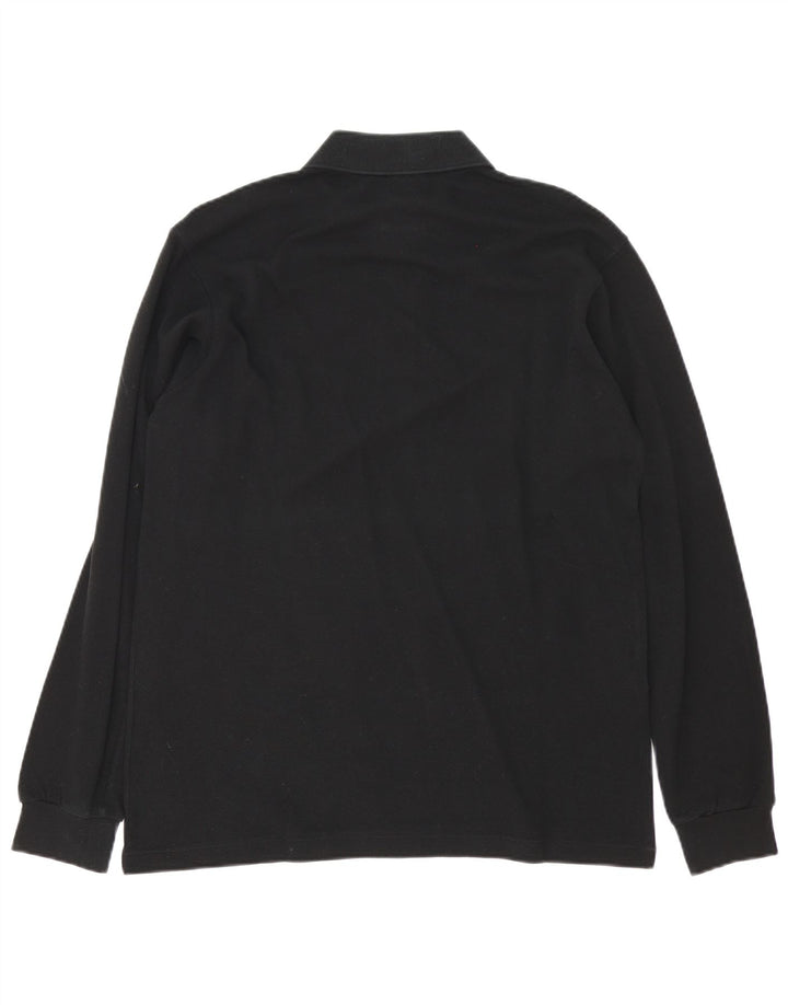 Tricou polo pentru bărbați Lacoste cu mânecă lungă, mărime 4, bumbac mediu negru