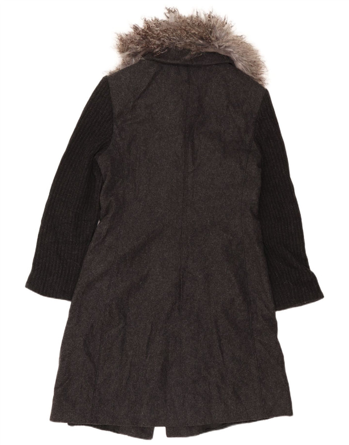 Pardesiu tricot pentru femei Misto UK 10, lână color bloc, gri mic