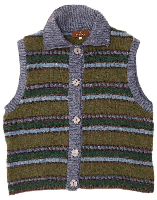 Pulover cardigan fără mâneci Ethimo pentru femei EU 42 Lână mare cu dungi verzi