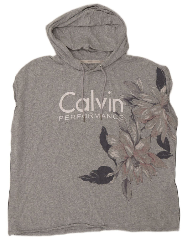 Calvin Klein Femei Stretch Hooded Graphic Vest Top UK 20 2XL Gri Floral