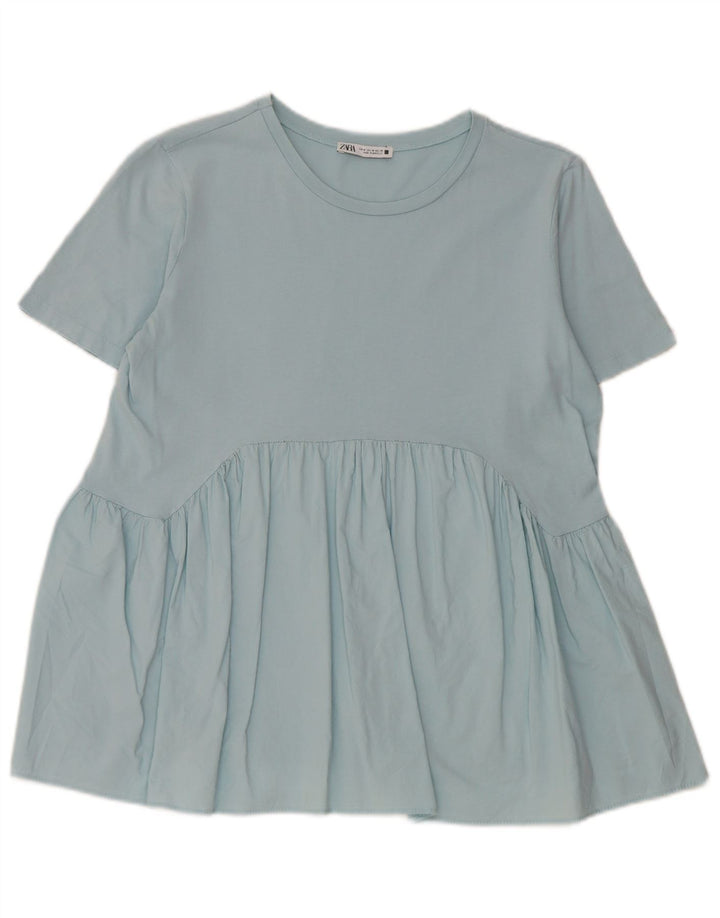 Bluză pentru femei Zara UK 12 Bumbac albastru mediu