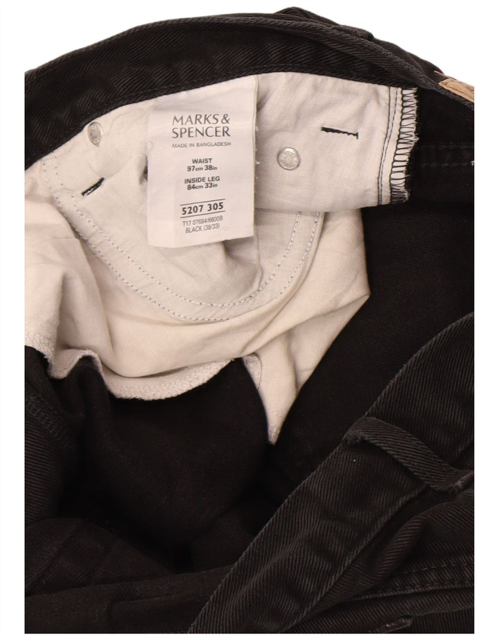 Blugi drepti pentru bărbați Marks & Spencer W38 L33 bumbac negru