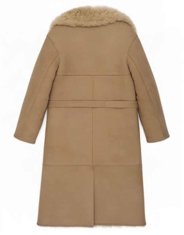 Palton vintage pentru femei din shearling UK 8 Small Bej